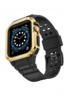 Newface Apple Watch 42mm KR401 Silikon Kordon - Siyah-Gold