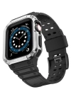 Newface Apple Watch 42mm KR401 Silikon Kordon - Siyah-Gümüş