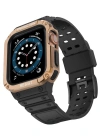 Newface Apple Watch 42mm KR401 Silikon Kordon - Siyah-Rose