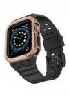 Newface Apple Watch 42mm KR401 Silikon Kordon - Siyah-Rose