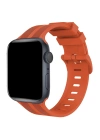 Newface Apple Watch 42mm KR408 Çizgili Silikon Kordon - Turuncu
