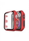 Newface Apple Watch 44mm Camlı Kasa Ekran Koruyucu - Kırmızı