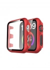 Newface Apple Watch 44mm Camlı Kasa Ekran Koruyucu - Kırmızı