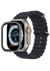 Newface Apple Watch Ultra 49mm Alüminyum Kasa Cam Ekran Koruyucu - Gri