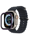 Newface Apple Watch Ultra 49mm Alüminyum Kasa Cam Ekran Koruyucu - Mor