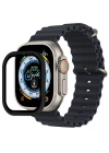 Newface Apple Watch Ultra 49mm Alüminyum Kasa Cam Ekran Koruyucu - Siyah