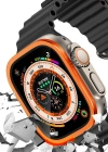 Newface Apple Watch Ultra 49mm Alüminyum Kasa Cam Ekran Koruyucu - Turuncu