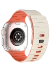 Newface Apple Watch Ultra 49mm Wowen Kordon - Beyaz-Turuncu