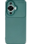 Newface Huawei Nova 12S Kılıf Auto Focus Karbon Kapak - Koyu Yeşil