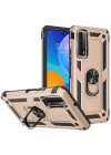 Newface Huawei P Smart 2021 Kılıf Sofya Yüzüklü Silikon Kapak - Gold