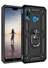 Newface Huawei P20 Lite Kılıf Sofya Yüzüklü Silikon Kapak - Siyah