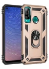 Newface Huawei P40 Lite E Kılıf Sofya Yüzüklü Silikon Kapak - Gold