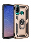 Newface Huawei P40 Lite E Kılıf Sofya Yüzüklü Silikon Kapak - Gold