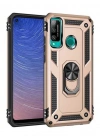 Newface Huawei P40 Lite E Kılıf Sofya Yüzüklü Silikon Kapak - Gold