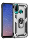 Newface Huawei P40 Lite E Kılıf Sofya Yüzüklü Silikon Kapak - Gümüş