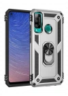 Newface Huawei P40 Lite E Kılıf Sofya Yüzüklü Silikon Kapak - Gümüş