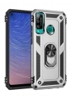 Newface Huawei P40 Lite E Kılıf Sofya Yüzüklü Silikon Kapak - Gümüş