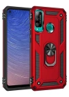 Newface Huawei P40 Lite E Kılıf Sofya Yüzüklü Silikon Kapak - Kırmızı