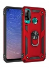 Newface Huawei P40 Lite E Kılıf Sofya Yüzüklü Silikon Kapak - Kırmızı