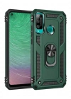 Newface Huawei P40 Lite E Kılıf Sofya Yüzüklü Silikon Kapak - Yeşil