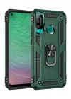 Newface Huawei P40 Lite E Kılıf Sofya Yüzüklü Silikon Kapak - Yeşil