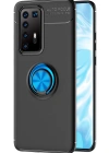 Newface Huawei P40 Pro Kılıf Range Yüzüklü Silikon - Siyah-Mavi