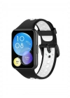 Newface Huawei Watch Fit 2 Spor Delikli Kordon - Siyah-Beyaz