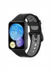 Newface Huawei Watch Fit 2 Spor Delikli Kordon - Siyah-Gri