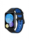 Newface Huawei Watch Fit 2 Spor Delikli Kordon - Siyah-Mavi