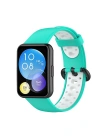 Newface Huawei Watch Fit 2 Spor Delikli Kordon - Turkuaz-Beyaz