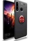 Newface Huawei Y6P Kılıf Range Yüzüklü Silikon - Siyah-Kırmızı
