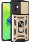 Newface İnfinix Hot 30 4G Kılıf Pars Lens Yüzüklü Silikon - Gold