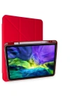 Newface iPad Pro 11 (2024) Kılıf Kalemlikli Mars Tablet Kılıfı - Kırmızı