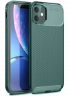 Newface iPhone 11 Kılıf Auto Focus Karbon Kapak - Koyu Yeşil