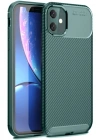 Newface iPhone 11 Kılıf Auto Focus Karbon Kapak - Koyu Yeşil