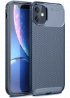 Newface iPhone 11 Kılıf Auto Focus Karbon Kapak - Lacivert