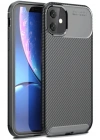 Newface iPhone 11 Kılıf Auto Focus Karbon Kapak - Siyah