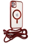 Newface iPhone 11 Kılıf Divo Lazer Askılı Magsafe Kapak - Kırmızı