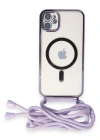 Newface iPhone 11 Kılıf Divo Lazer Askılı Magsafe Kapak - Lila