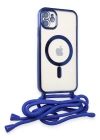 Newface iPhone 11 Kılıf Divo Lazer Askılı Magsafe Kapak - Mavi