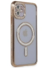 Newface iPhone 11 Kılıf Joke Simli Magneticsafe Kılıf - Gold