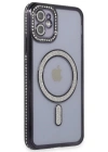 Newface iPhone 11 Kılıf Joke Simli Magneticsafe Kılıf - Siyah