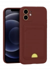 Newface iPhone 11 Kılıf Kelvin Kartvizitli Silikon - Bordo