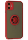 Newface iPhone 11 Kılıf Montreal Yüzüklü Silikon Kapak - Kırmızı