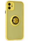 Newface iPhone 11 Kılıf Montreal Yüzüklü Silikon Kapak - Sarı