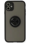 Newface iPhone 11 Kılıf Montreal Yüzüklü Silikon Kapak - Siyah
