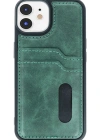 Newface iPhone 11 Kılıf Sara Kartvizitli Deri Kılıf - Koyu Yeşil