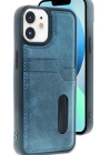 Newface iPhone 11 Kılıf Sara Kartvizitli Deri Kılıf - Lacivert