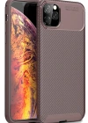 Newface iPhone 11 Pro Kılıf Auto Focus Karbon Kapak - Kahverengi