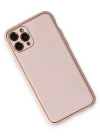 Newface iPhone 11 Pro Kılıf Coco Deri Silikon Kapak - Pudra